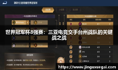 世界冠军杯8强赛：三亚电竞交手台州战队的关键战之战